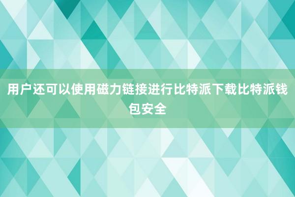 用户还可以使用磁力链接进行比特派下载比特派钱包安全