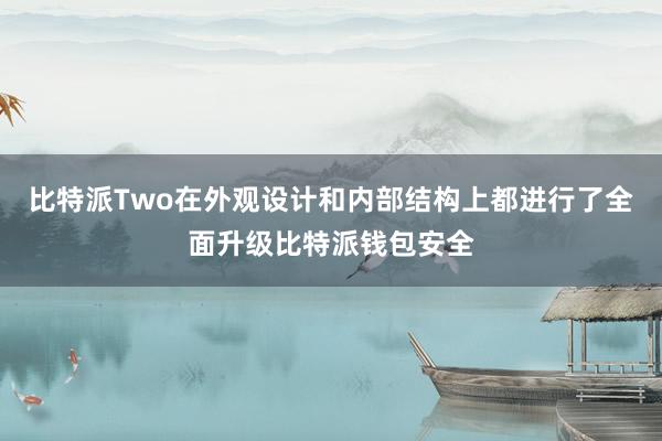 比特派Two在外观设计和内部结构上都进行了全面升级比特派钱包安全