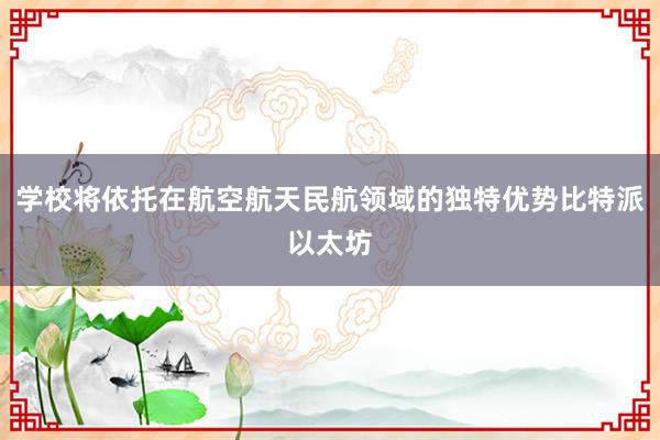 学校将依托在航空航天民航领域的独特优势比特派以太坊