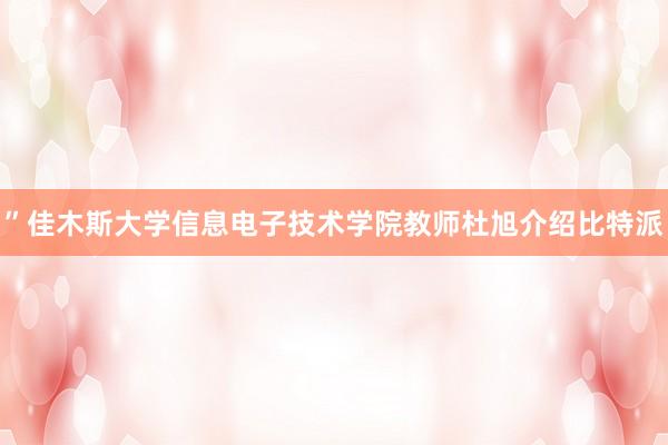 ”佳木斯大学信息电子技术学院教师杜旭介绍比特派