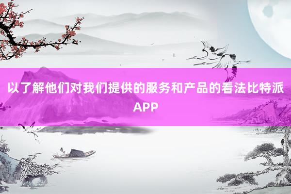 以了解他们对我们提供的服务和产品的看法比特派APP